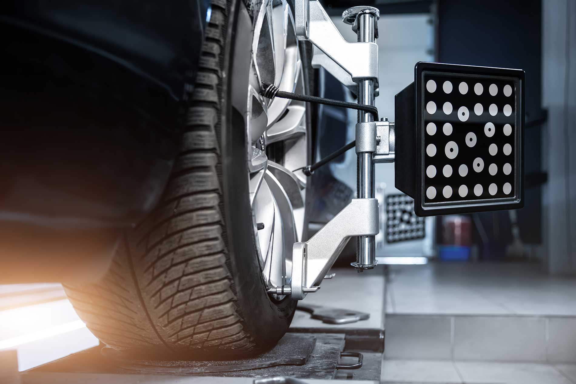 vehicle being set up for a wheel alignment