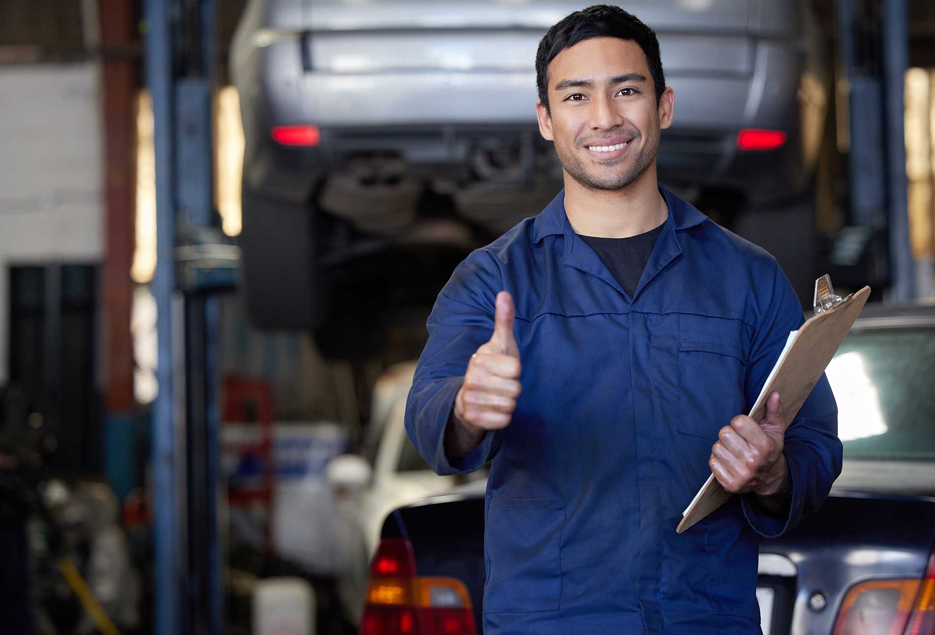 technician going through a checklist